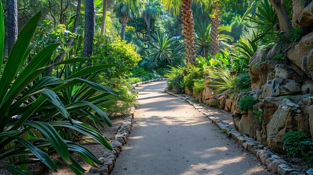Marimurtra botanical garden at Blanes near Barcelona Spain : Generative AI