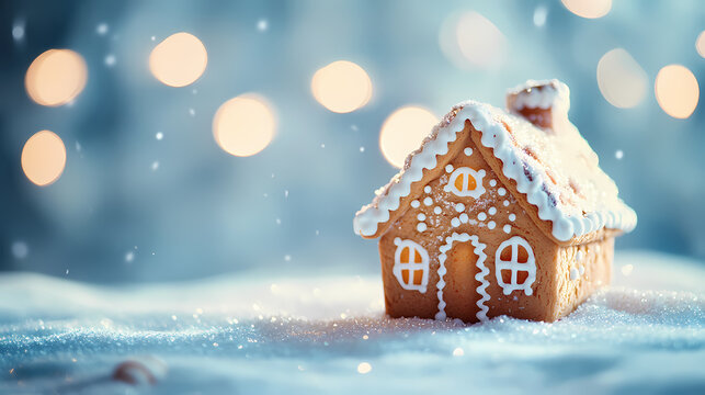 Warm Christmas gingerbread house background