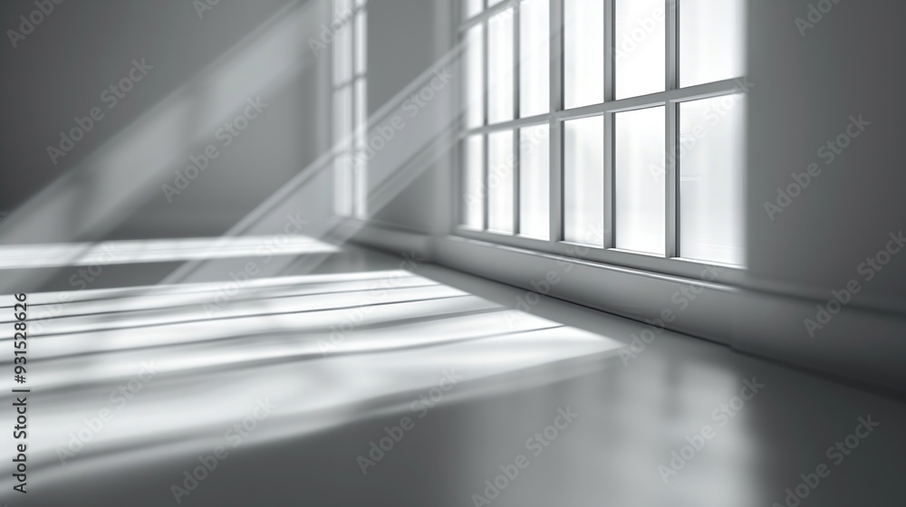 Poster gray shadow and light blur abstract background on white wall from window dark stripe grey shadows in