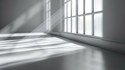 Obraz premium Gray shadow and light blur abstract background on white wall from window Dark stripe grey shadows indoor in room background monochrome shadow overlay effect for backdrop and mockup d : Generative AI