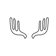 Hand drawn outline deer antlers vector illustration