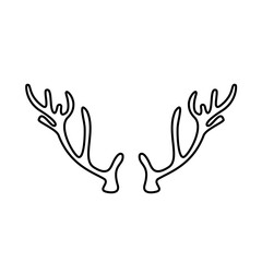 Hand drawn outline deer antlers vector illustration