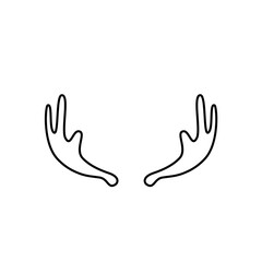 Hand drawn outline deer antlers vector illustration