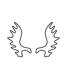 Hand drawn outline deer antlers vector illustration
