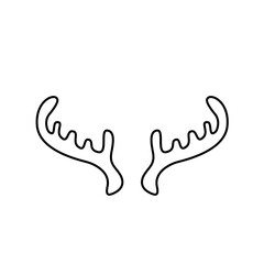 Hand drawn outline deer antlers vector illustration