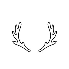Obraz premium Hand drawn outline deer antlers vector illustration