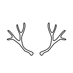 Hand drawn outline deer antlers vector illustration