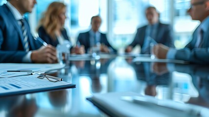 team businessmen are meeting with board of directors  discuss investing real estate and discussing budgets and operating results at meeting business consultant attending meeting with c : Generative AI