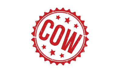 COW stamp red rubber stamp on white background. COW stamp sign. COW stamp.