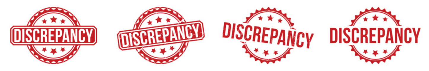 Discrepancy Red rubber stamp on white background. Discrepancy stamp sign. Discrepancy stamp.