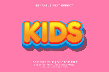 3D Kids style text effect editable vector. Colorful text effect