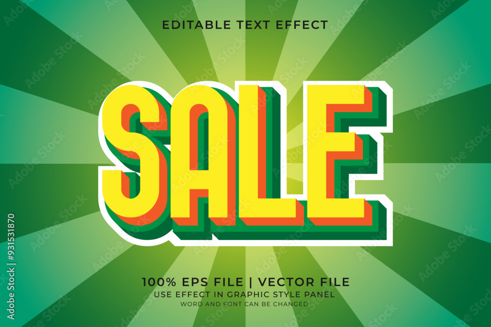 Poster 3d sale text effect editable vector. business text effect. promotion pamflet