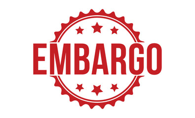 Embargo rubber stamp on white background. Embargo Stamp.