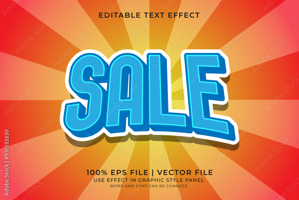 Poster 3d sale text effect editable vector. business text effect. promotion pamflet