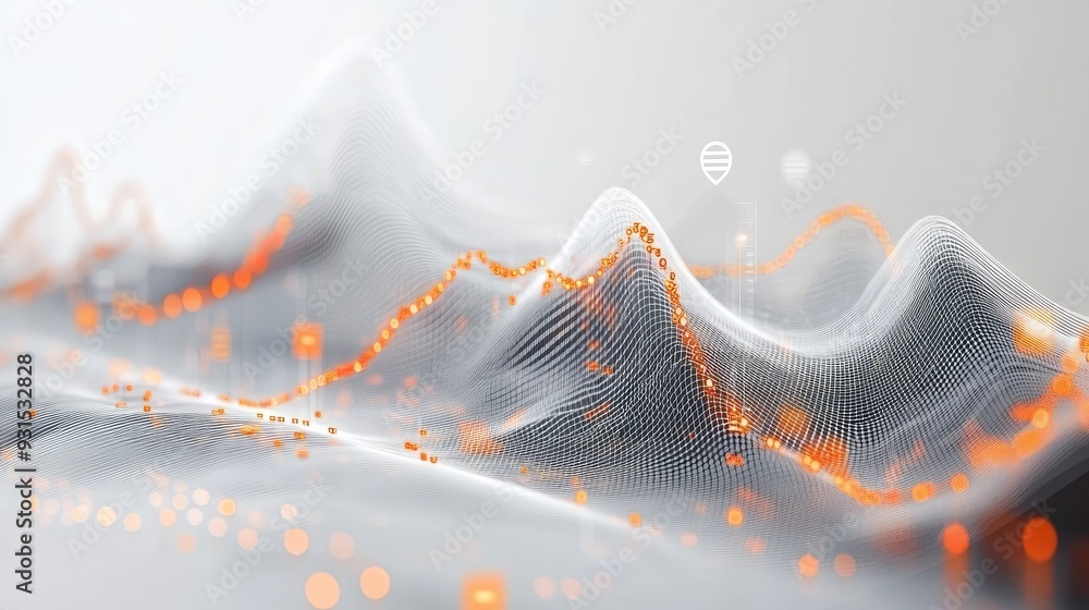 Poster generative ai 3d image of a dynamic graph with upward trends and symbols for buying and selling on a