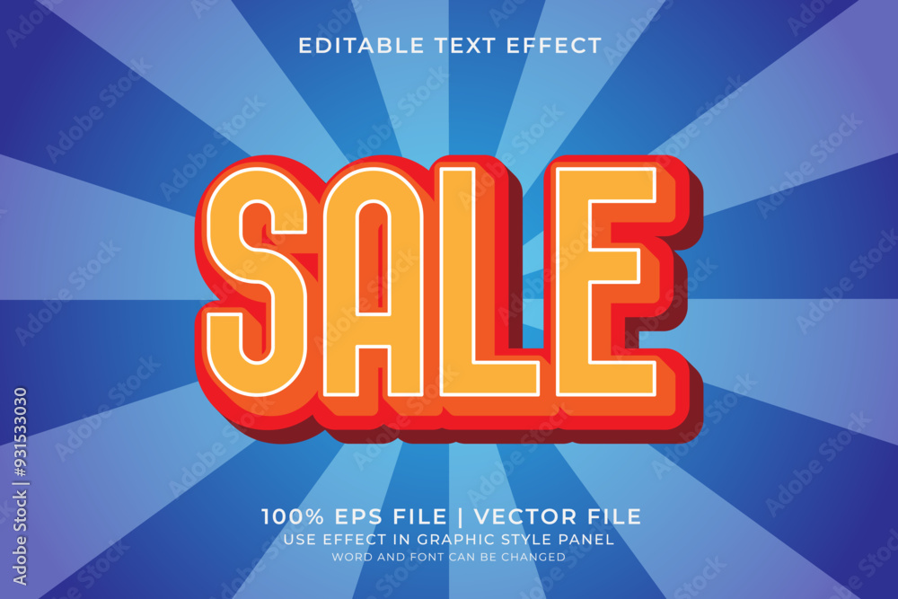 Poster 3d sale text effect editable vector. business text effect. promotion pamflet