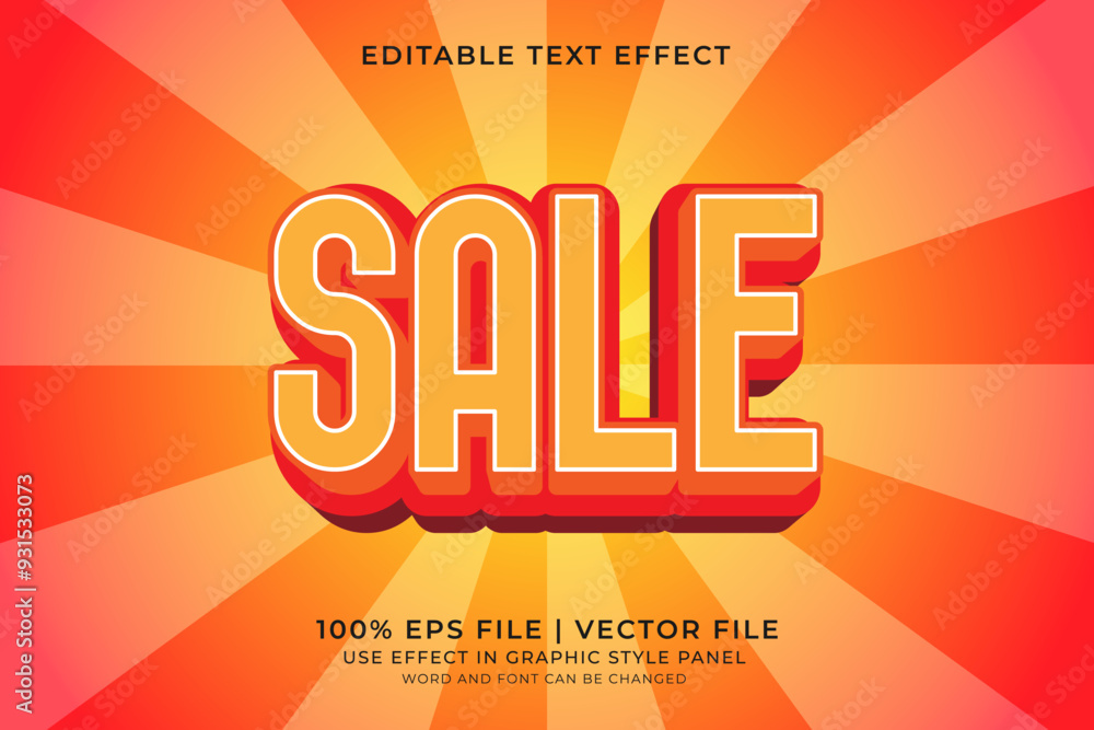 Poster 3d sale text effect editable vector. business text effect. promotion pamflet