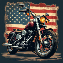 American motorcycle background with the American flag.