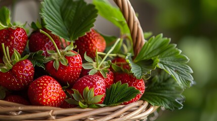 Freshly picked strawberries, their vibrant red hues glistening, arranged artfully on a dark slate, creating a captivating contrast.  