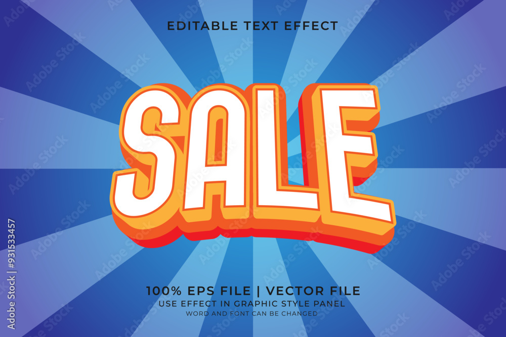 Poster 3d sale text effect editable vector. business text effect. promotion pamflet