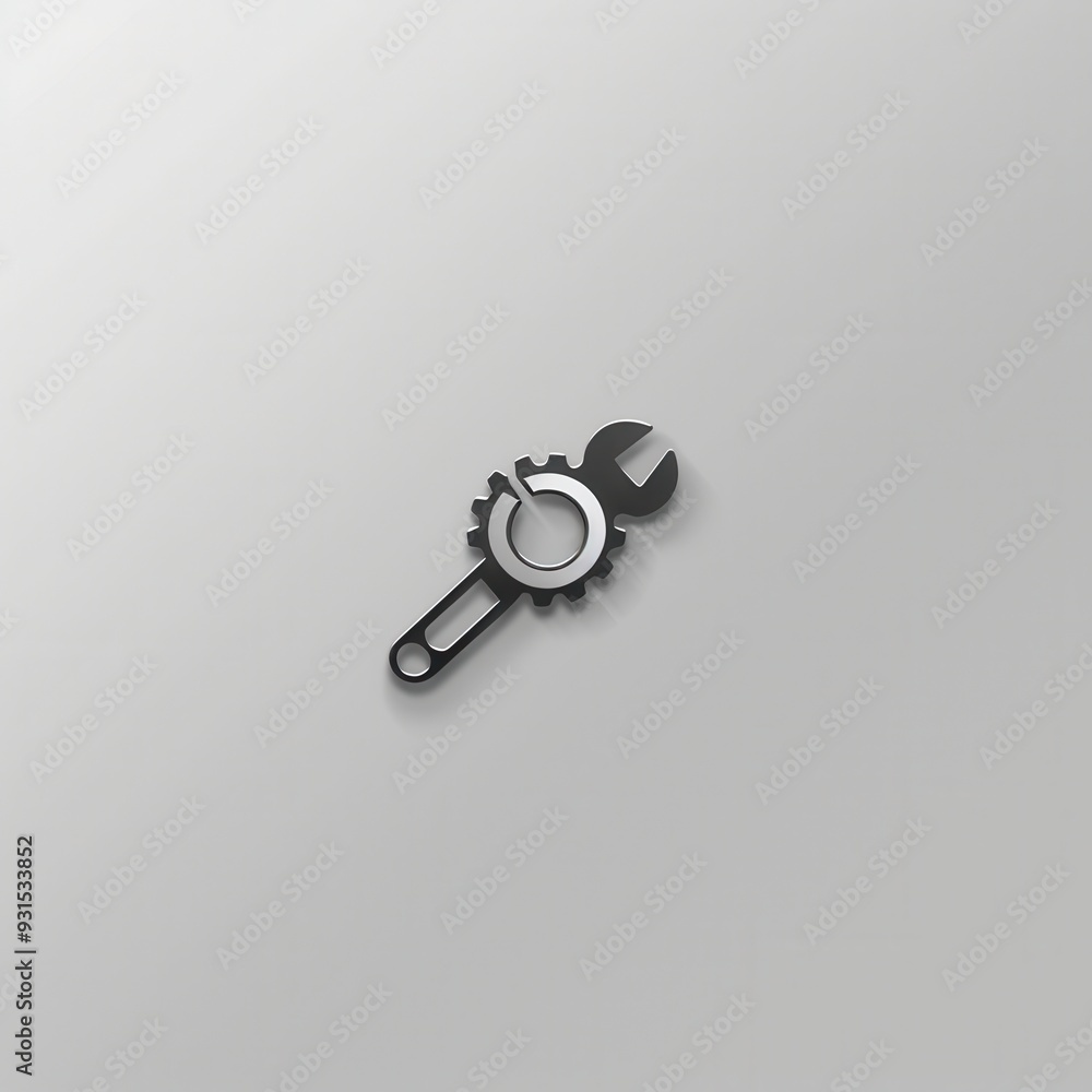 Aufkleber a minimalistic logo design combines a gear and wrench, reflecting themes of engineering and innovati