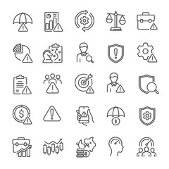Risk management line icons collection. Editable stroke. For website marketing design, logo, app, template, ui, etc. Vector illustration.