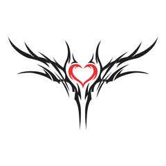 abstract aesthetic monochrome heart tribal tattoo