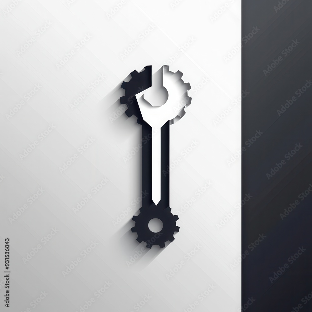 Aufkleber A simple yet striking logo showcasing a wrench surrounded by gears, emphasizing a theme of engineering and mechanical precision. Generative AI