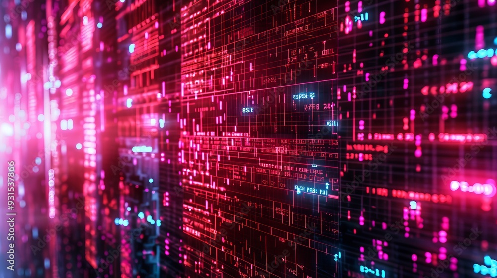 Aufkleber complex looping background with digital patterns and neon accents, great for presentations, web desi