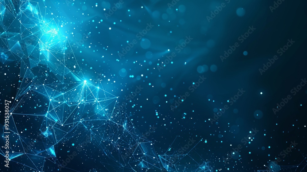 Poster polygonal geometric design with futuristic sci-fi abstract connection pattern - dynamic sci-tech con