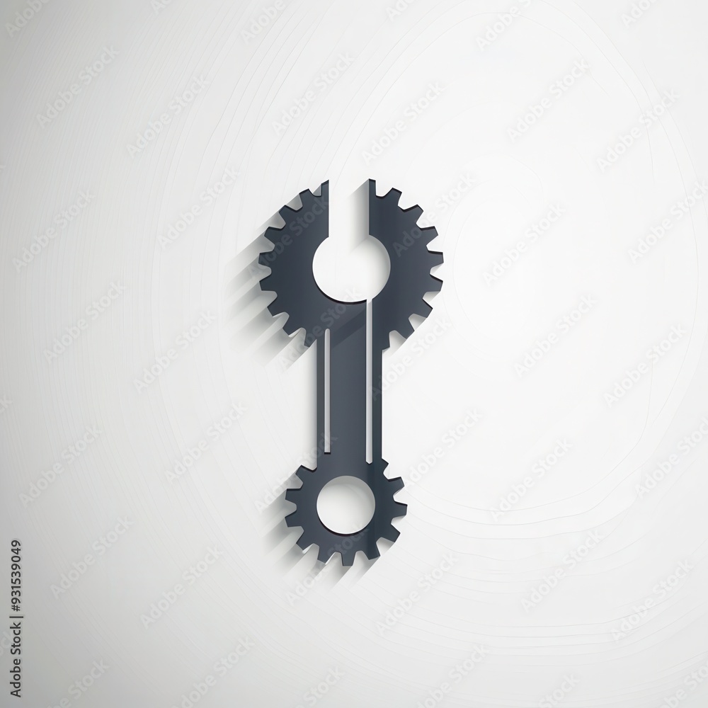 Leinwandbilder a minimalist logo showcases two black gears interconnected against a light backdrop, symbolizing col