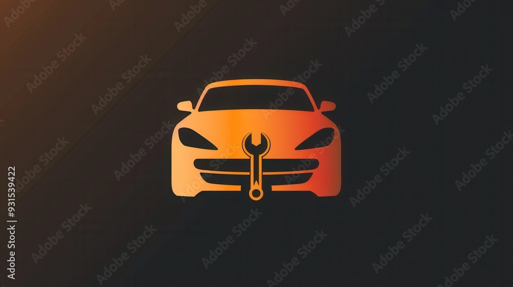 Aufkleber A simple logo features a car design combined with a wrench, reflecting the theme of automotive repair in a sleek and modern style. Generative AI