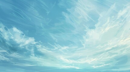 Obraz premium A serene morning sky with light blue hues and wisps of white clouds drifting by