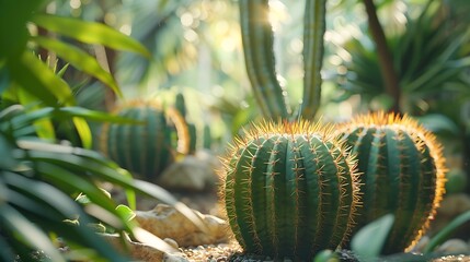 Botanical Garden in Bucharest cactus palm : Generative AI