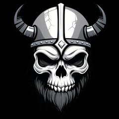 Skull viking head vector logo