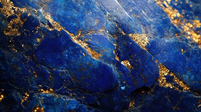 Lapis lazuli captured in a detailed macro shot, showing its unique blue and gold patterns.