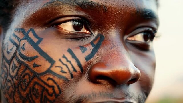 Portrait of a young man with traditional scarification marks on his face, highlighting the cultural significance of body art