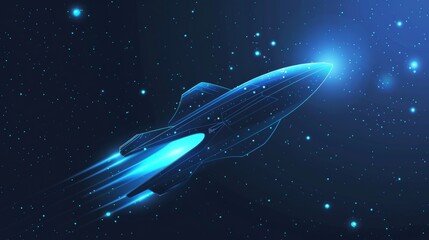 Obraz premium A retro futurism background features a spaceship streaking through the stars