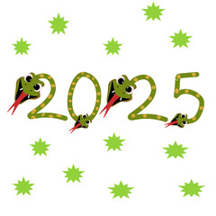 2025 Zodiac of Snake year. Symbol and icon for making calendar planning. Background and backdrop of Happy New Year greeting card. 