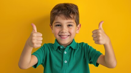 The boy with thumbs up - Powered by Adobe