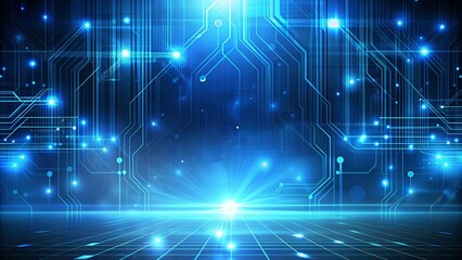Fototapeta premium Abstract technology background with blue light , technology, abstract, background, blue, light, futuristic, digital
