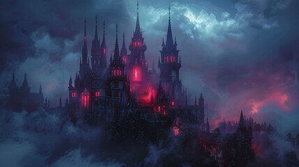 Spooky Halloween Night. Eerie Pumpkin Lanterns and Ghostly Figures.