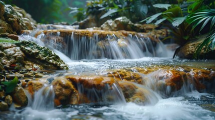 Diamound Water Falls Soufriere Saint Lucia Volcanic Water Fall : Generative AI