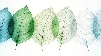 A serene arrangement of translucent green leaves, showcasing delicate veins and a calming aesthetic for nature-themed projects.