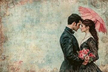 Victorian style pastel anniversary card with ornate designs