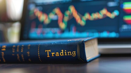 A table with books on the background of graphs on a chalkboard. 