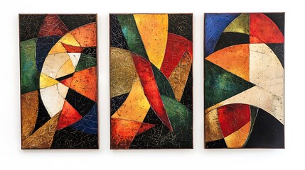Fototapeta premium Vintage grunge flag texture on wooden wall with colorful mosaic pattern
