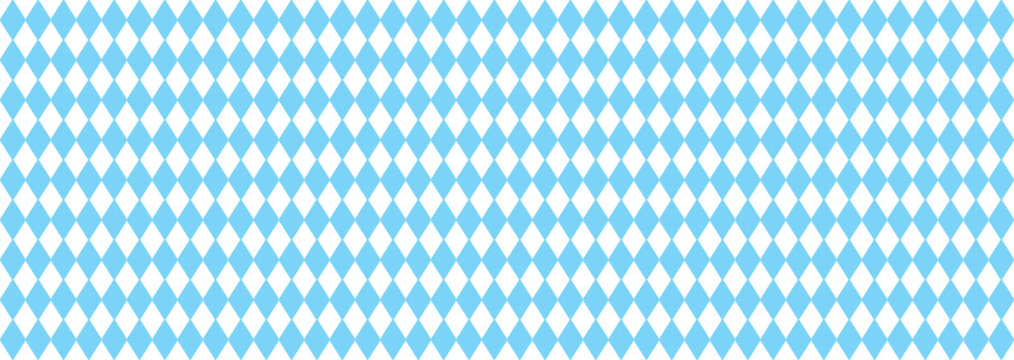 Oktoberfest beer festival background with bavarian seamless pattern of white blue table cloth runner banner for October fest in September, PNG on transparent background
