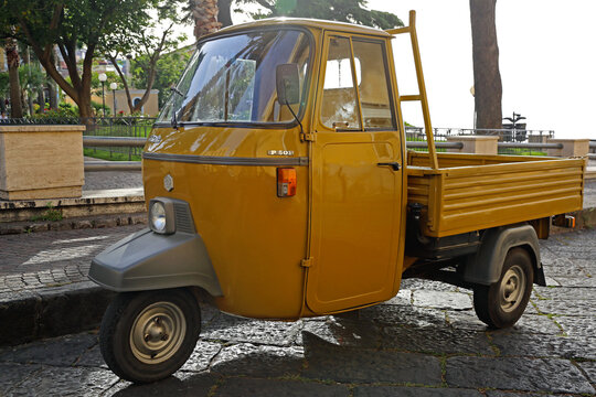 Piaggio Ape Vespa Classic Car Parked  in Sorrento Italy
