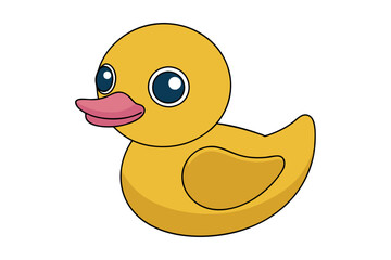 Duck Vector Illustration | Linocut, Kawaii, Cartoon, Clipart, Line Art Design.